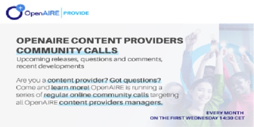 OpenAIRE Content Providers Community Call