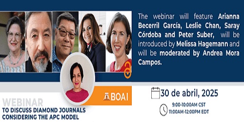 WEBINAR TO DISCUSS DIAMOND JOURNALS CONSIDERING THE APC MODEL